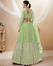 Tanaya - light green zari sequins georgette Lehenga (long sleeves possible)