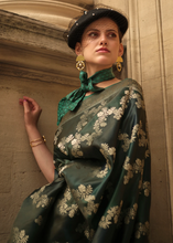 Multicoloured rangkat silk saree in dark green