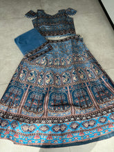 Silk collection - blue copper cold shoulder diamonte Lehenga