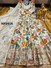 Niks - ivory silk floral anarkali