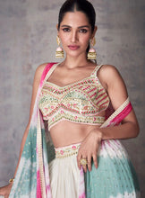 White palazzo set with tie and dye cape