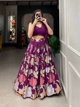 Wine readymade floral indo western Lehenga