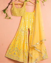 Yellow georgette palazzo style suit