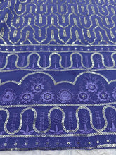 Royal and navy blue sequinned Lehenga