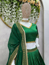 Green and gold malbari silk Lehenga