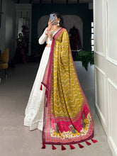 Off white Georgette lucknowi mirror work Lehenga