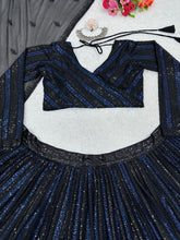 Partywear black and midnight blue sequins Lehenga