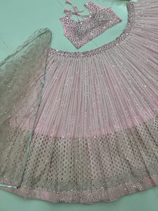 Baby pink mirror work and sequins Lehenga