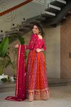 Two coloured panelled anarkali