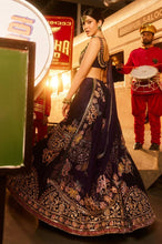 Deep violet Kasturi silk lehenga