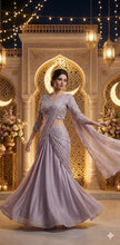 Lilac lehenga saree