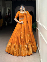 Chanderi silk plain orange Lehenga (skirt stitched)