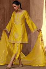 Yellow silk dhoti style suit