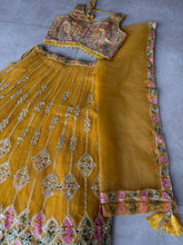 Yellow mirror and thread lightweight Lehenga