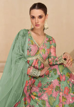 Janisha readymade - sea green georgette anarkali