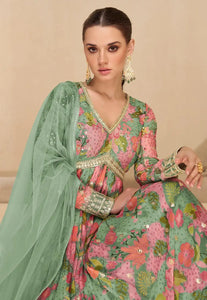 Janisha readymade - sea green georgette anarkali
