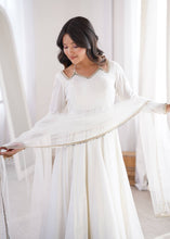 Roman silk chanderi anarkali in off white