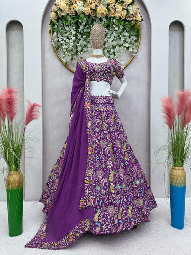 Purple floral embellished Lehenga