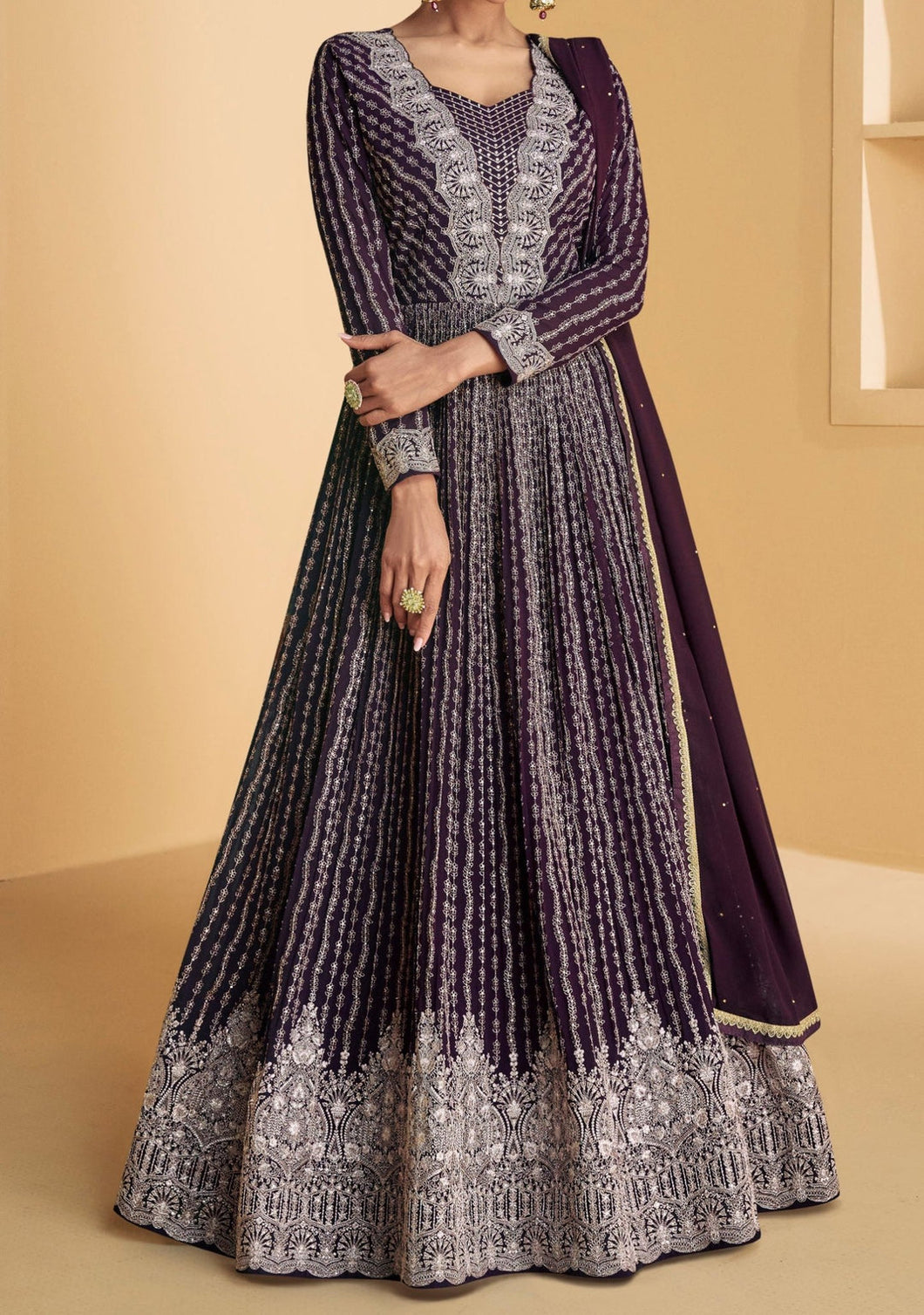 Purple partywear Georgette anarkali