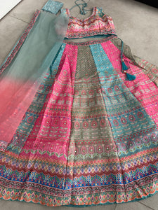 Boutique collection - multi coloured diamonte Lehenga