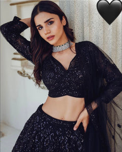 Black sequins Lehenga for reception parties or award ceremonies