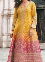 Mustard and pink jacquard silk palazzo