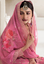 Prachi Desai pink chinon silk suit