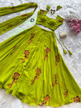 Lime green floral printed readymade Lehenga