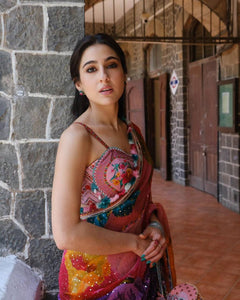 Sara Ali Khan inspired pink organza saree