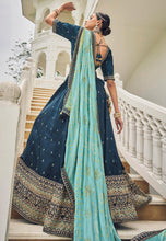 Navy blue viscose Lehenga with bandhej dupatta
