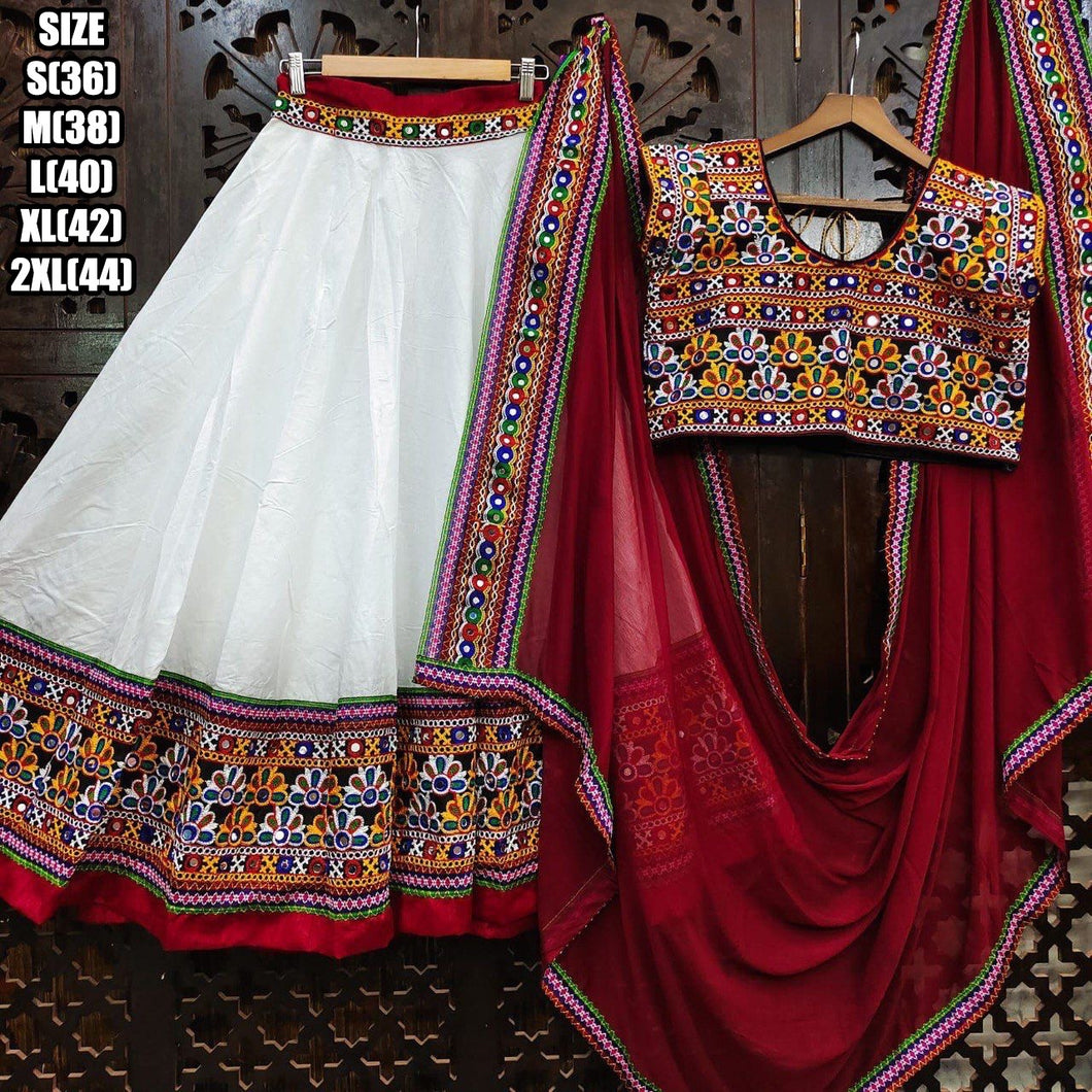 White raas leela chaniya choli - readymade