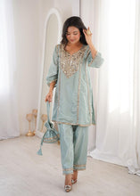 Baby blue mirror work co ord set (FREE BAG)