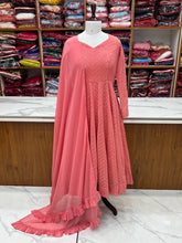 Peach Kali pattern sequinned anarkali