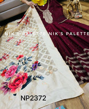 Niks collection - wine silk anarkali with floral dupatta (plus sizes too)