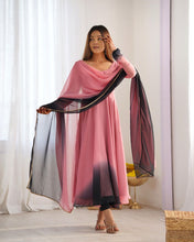 Onion pink shaded anarkali set readymade