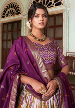 Tussar silk floral Lehenga in wine