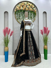 Black with pastel coloured sequins Lehenga