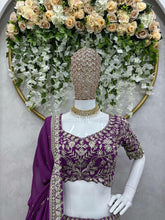 Purple threadwork Lehenga