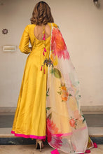 Yellow floral gown readymade