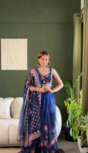 Blue floral Georgette lehenga