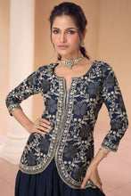 Janisha readymade - midnight blue embroidered palazzo