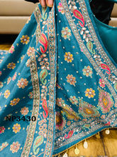 Niks collection - teal blue crepe silk printed lehenga