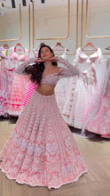Pastel pink silk Dori work lehenga