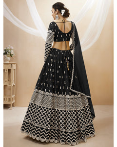 Tanaya - black zari sequins georgette Lehenga (long sleeves possible)