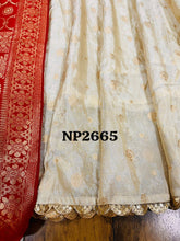 Niks collection - off white jacquard silk anarkali (plus size option)
