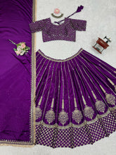 Purple and gold chinon silk Lehenga