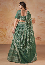 Green printed floral Lehenga