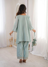 Baby blue mirror work co ord set (FREE BAG)