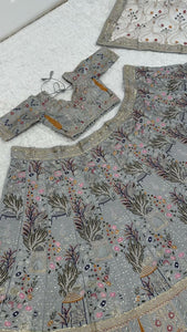 Elegant grey embroidered lehenga