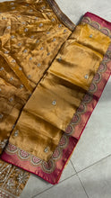 Mustard tissue embroidered lehenga